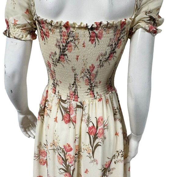 Reformation Inka Dress in Leila Off Shoulder Smocked Floral Womens Size L Large - Picture 9 of 12